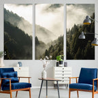 Misty Valley Wall Art Canvas Print | Foggy Forest and Pine Trees