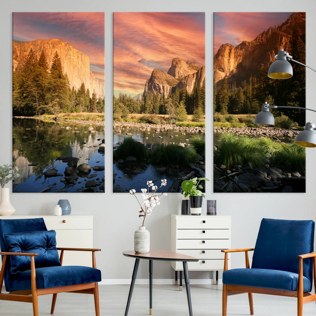 Yosemite Valley Wall Art, El Capitan Sunset Canvas Print