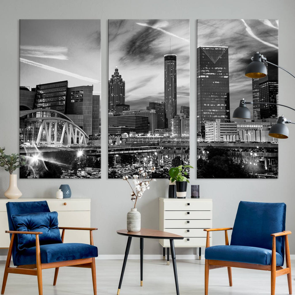 Black and White Atlanta Wall Art Canvas Print