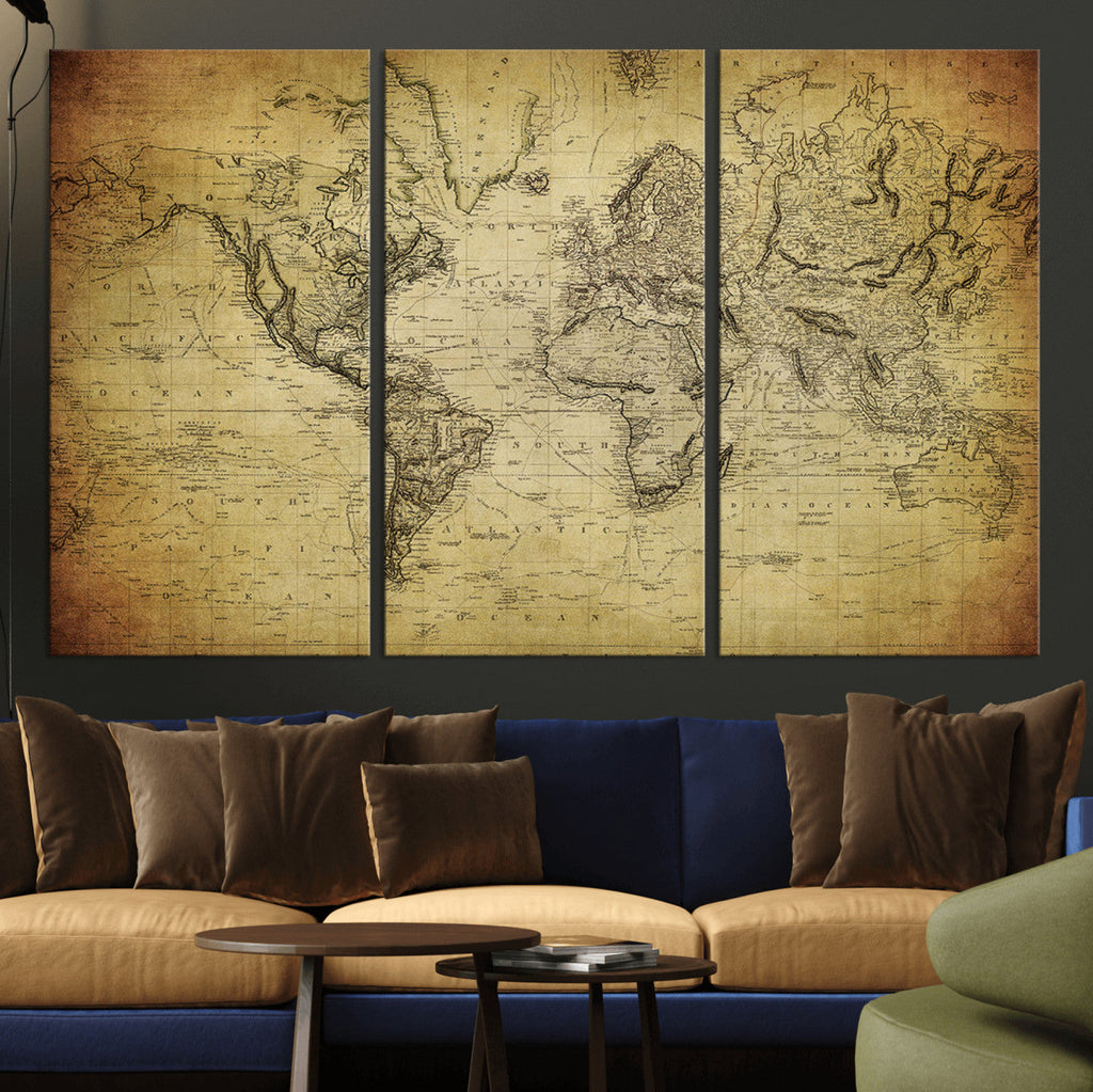 Push Pin World Map Canvas Print | Travel Tracker Wall Art