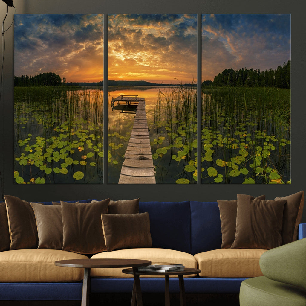 Lake and Flower Wall Art Canvas Print
