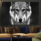 Black and White Wild Wolf Wall Art Canvas Print