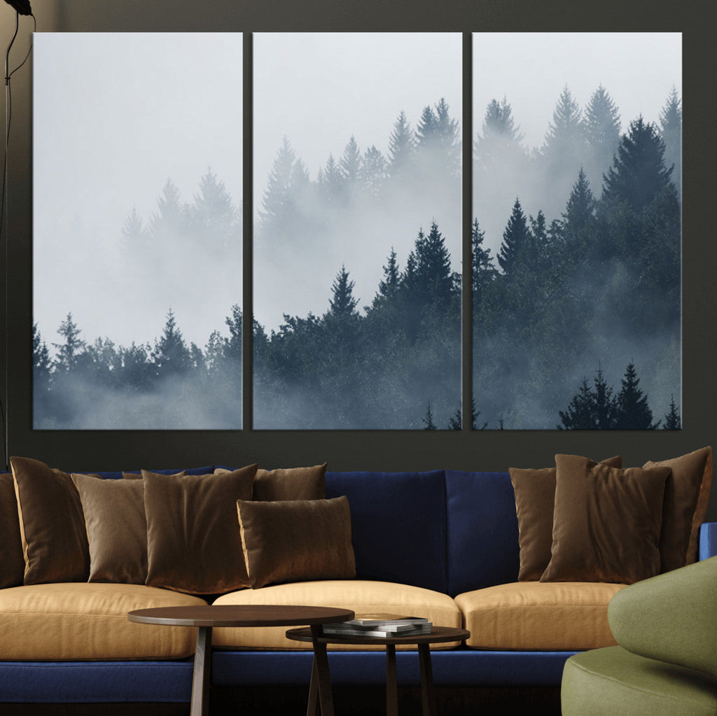 Foggy Pine Forest Wall Art Canvas Print
