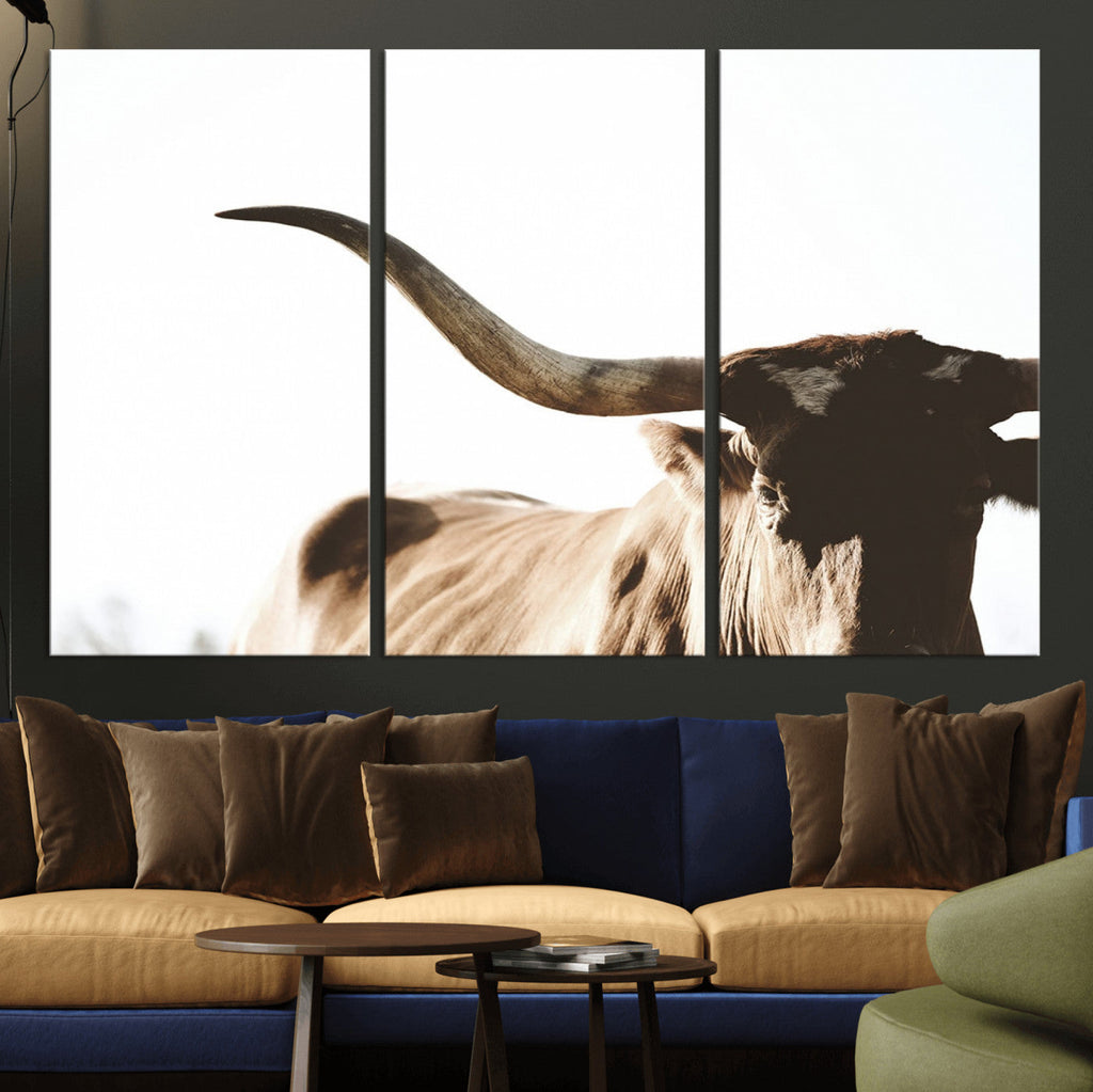 Texas Longhorn Wall Art Canvas Print, 3-Panel