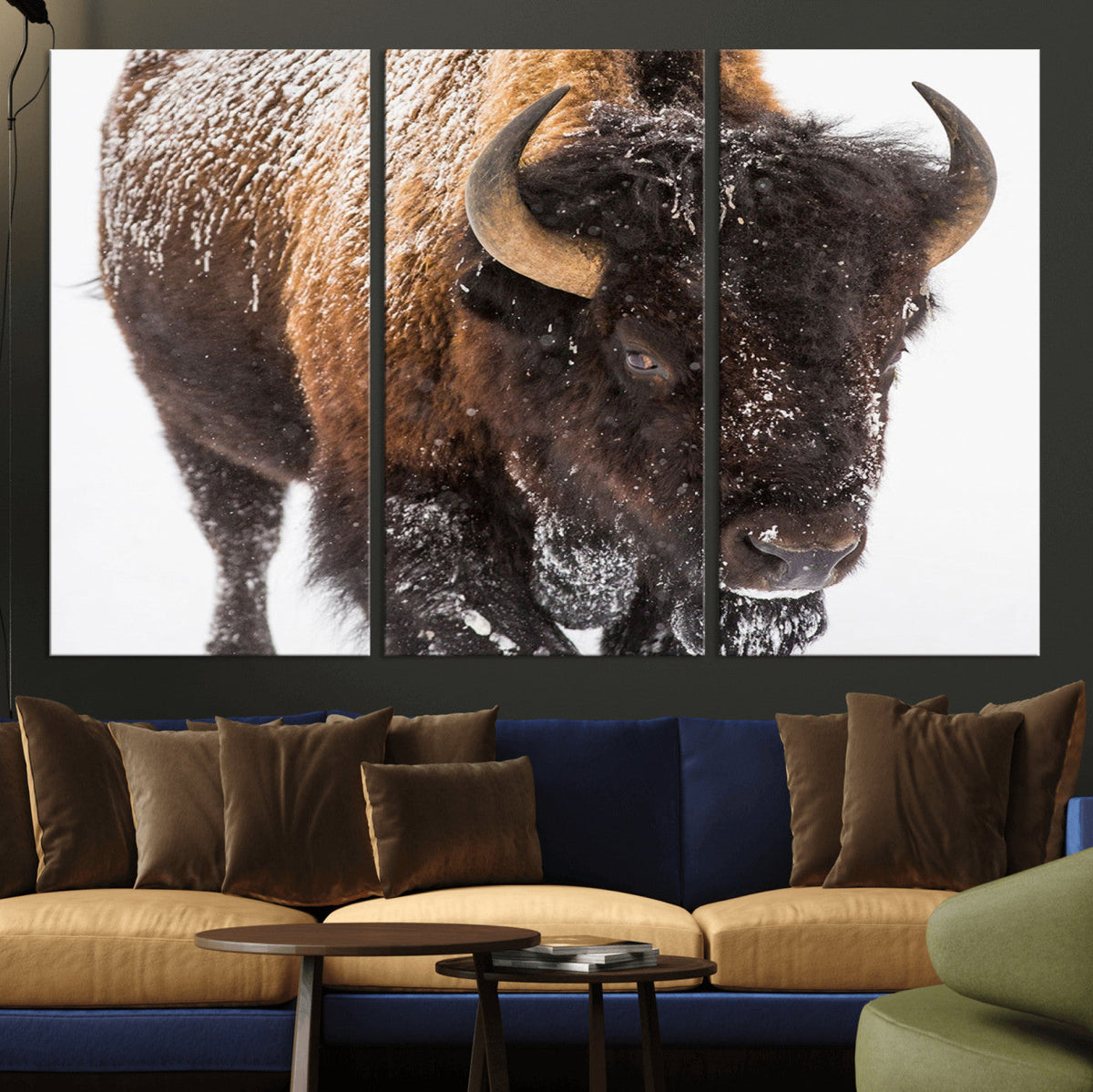 Bison Wall Art Canvas Print For Farmhouse, Wild Animal Wall Art