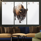 Bison Winter Wall Art Canvas Print For Farmhouse Decor