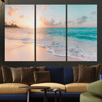 Beach Wall Art, Stunning Ocean Sunset Canvas Print with Coastal Design for Relaxing Home Decor