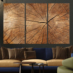 Tree Ring Canvas Art, Rustic Wood Grain Wall Art, Tree Slice Decor for Modern Homes