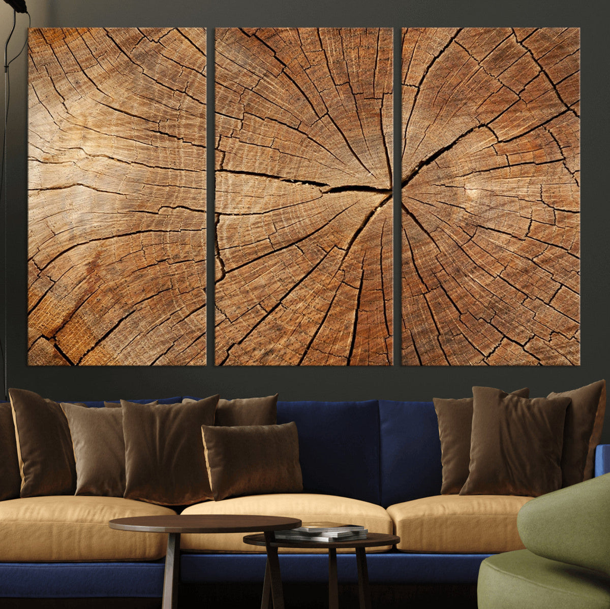 Tree Ring Canvas Art, Rustic Wood Grain Wall Art, Tree Slice Decor for Modern Homes