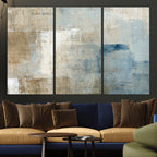 Abstract Blue and Beige Wall Art, Modern Minimalist Canvas Print Set