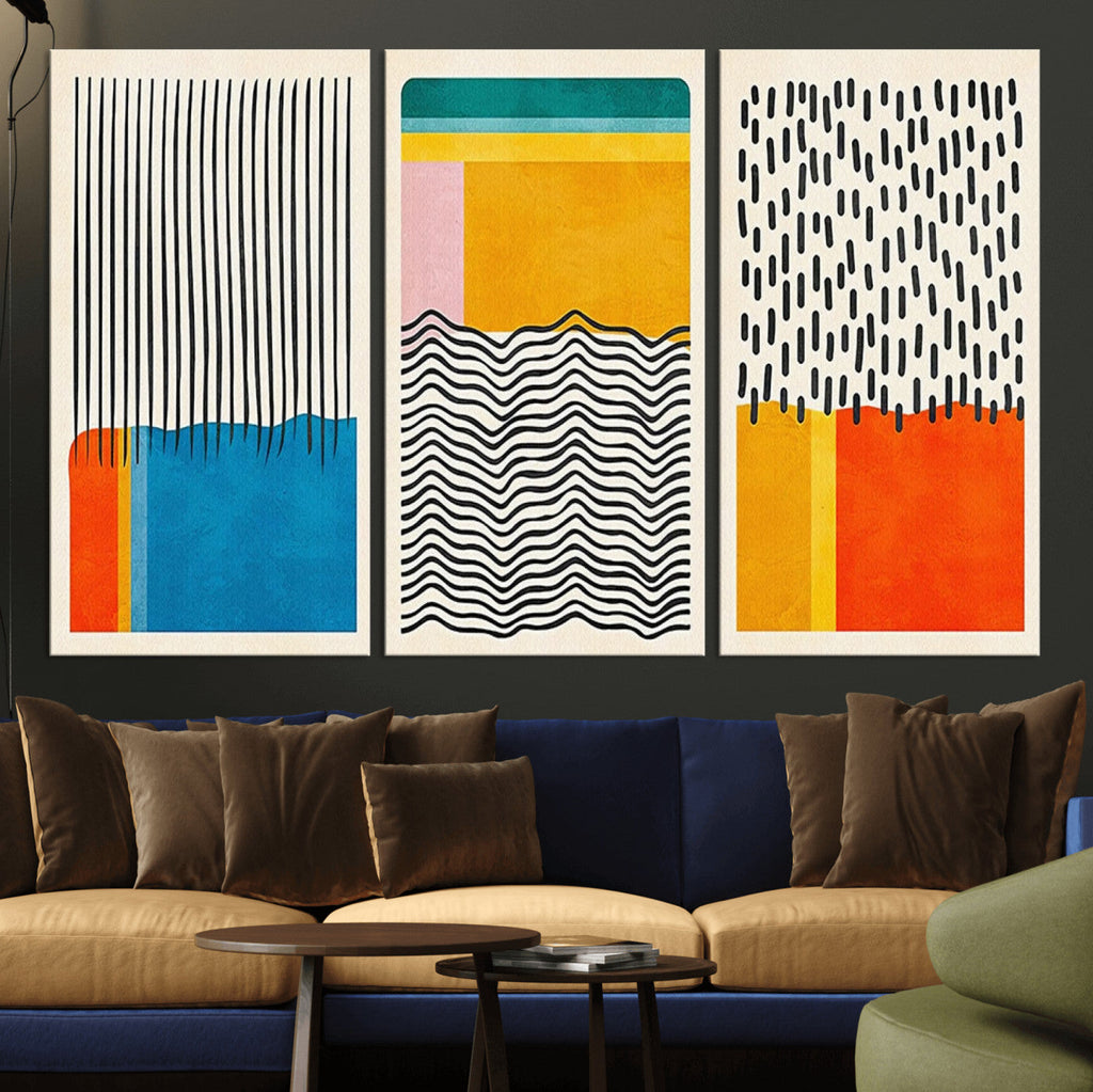Canvas Print Wall Art Abstract Illustration Art Boho, Framed Abstract Boho Art