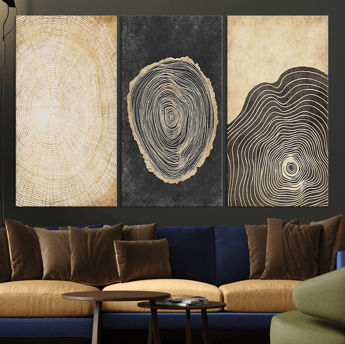 Tree Rings Canvas Wall Art Print, Minimalist Natural History in Modern Decor