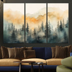 Abstract Forest Print | Mountain Wall Art | Autumn Landscape Canvas Print