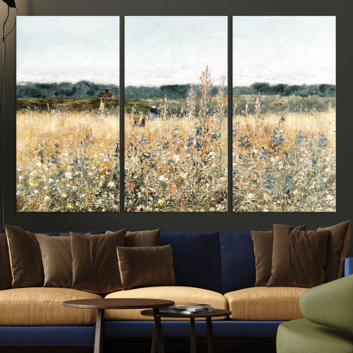 Wildflower Field Wall Art Canvas | Nature-Inspired Landscape Canvas Print for Living Room or Office