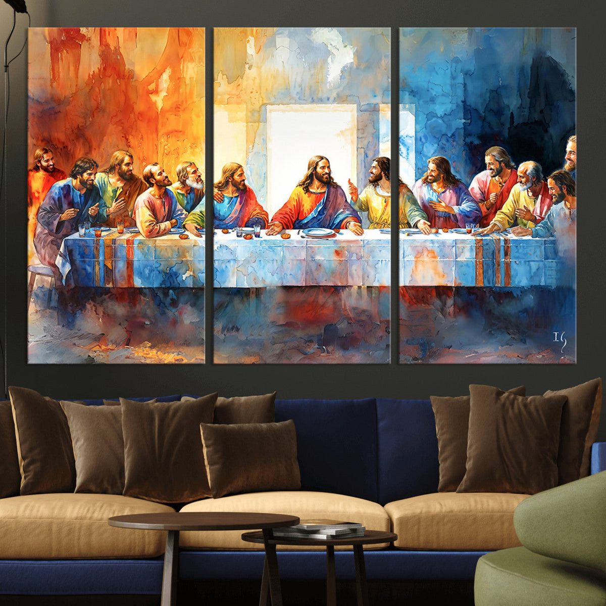 Abstract Watercolor The Last Supper Wall Art