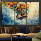 UP-Inspired Floating House with Balloons Canvas Art | Colorful Wall Decor