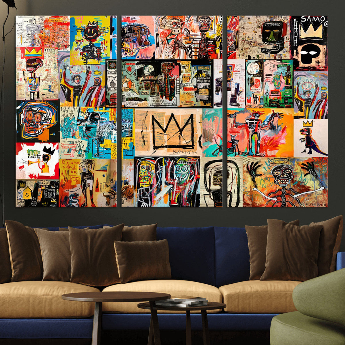 Abstract Art Collage Wall Art Canvas Print, Urban Graffiti Style