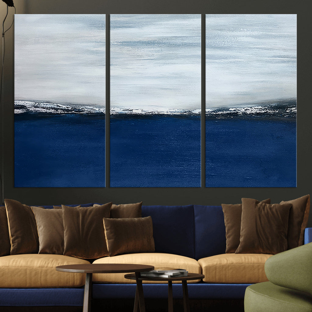 Navy Blue Abstract Wall Art Canvas Print