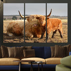 Highland Cow Canvas Wall Art Animal Print for Farm House Decor