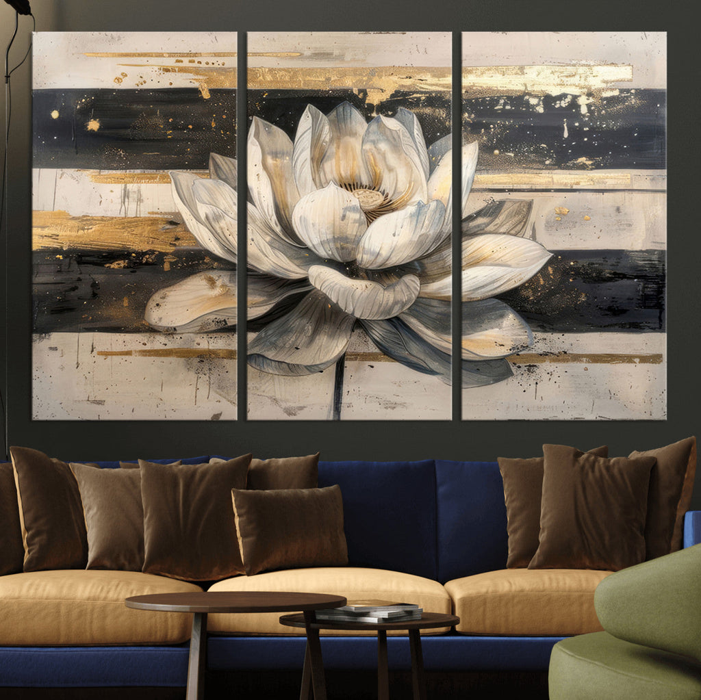 Lotus Flower Wall Art | Framed Abstract Floral Canvas
