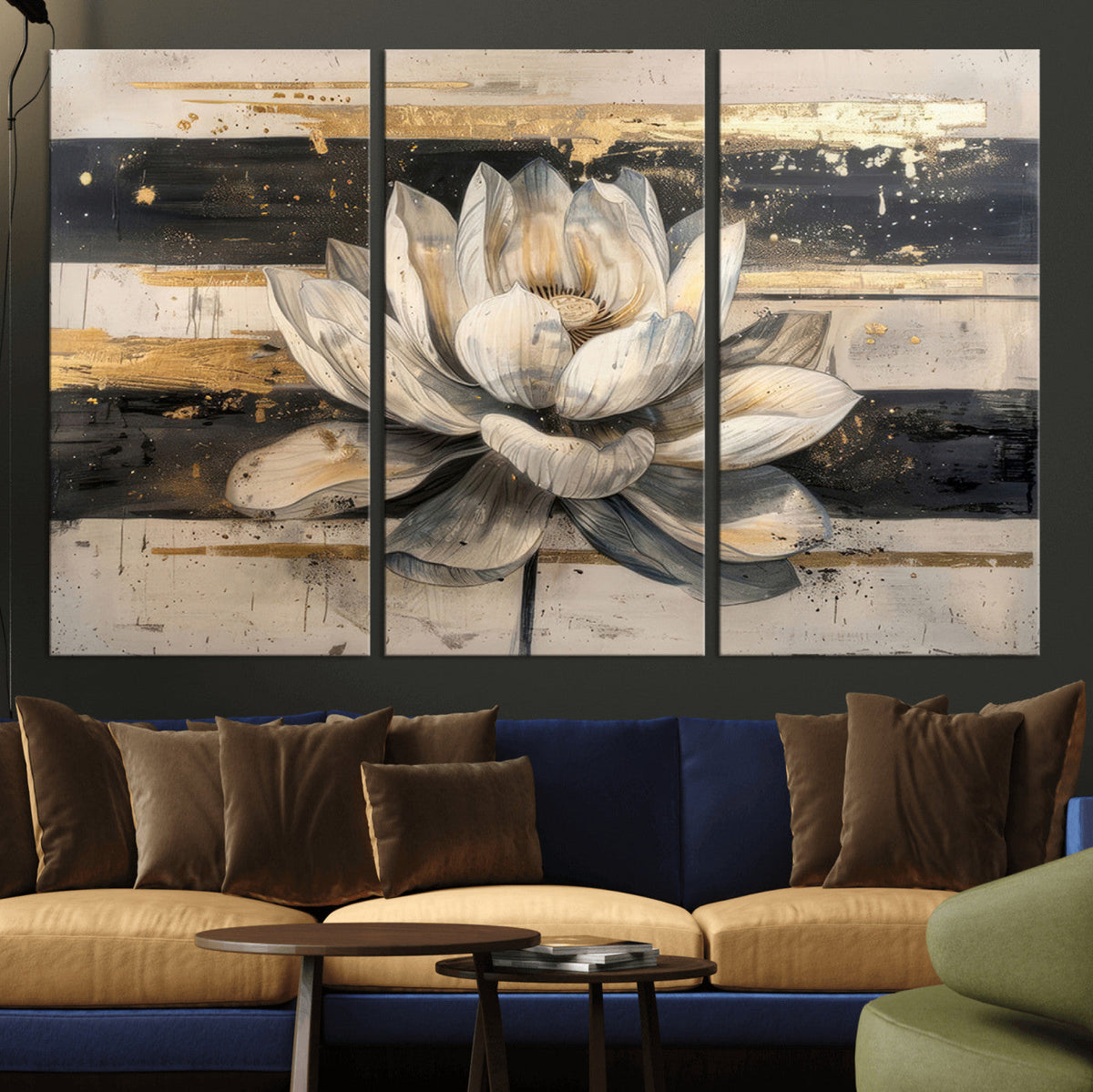 Lotus Flower Wall Art | Framed Abstract Floral Canvas