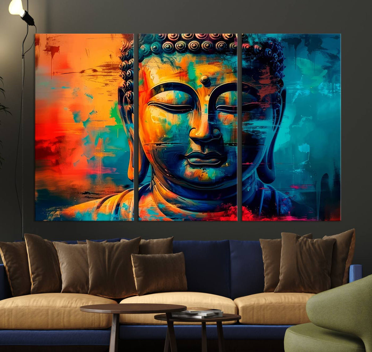 Colorful Buddha Wall Art | Framed Abstract Portrait Canvas