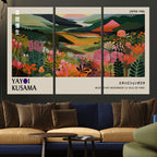 Yayoi Kusama Abstract Print, Vibrant Floral Mountain Art