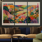 Framed Yayoi Kusama 1986 Wall Art Print | Japanese Wabi Sabi Vibrant Abstract Landscape Canvas