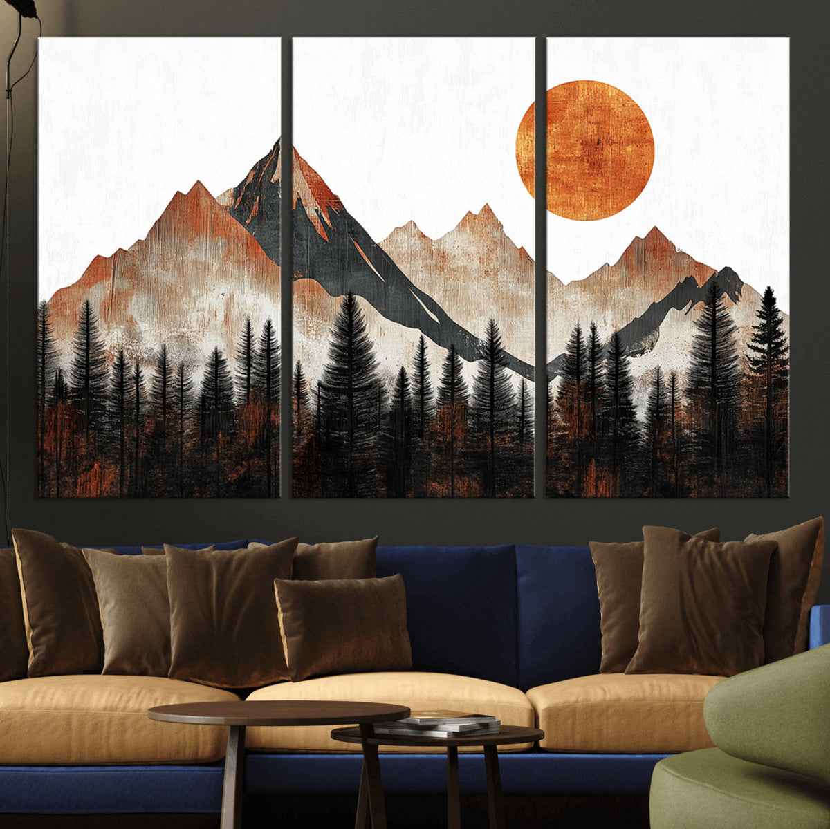 Modern Abstract Mountain Canvas Wall Art Print