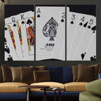 Poker Wall Art - Playing Cards Canvas Wall Art Print - Ace of Spades and Royal Flush Design