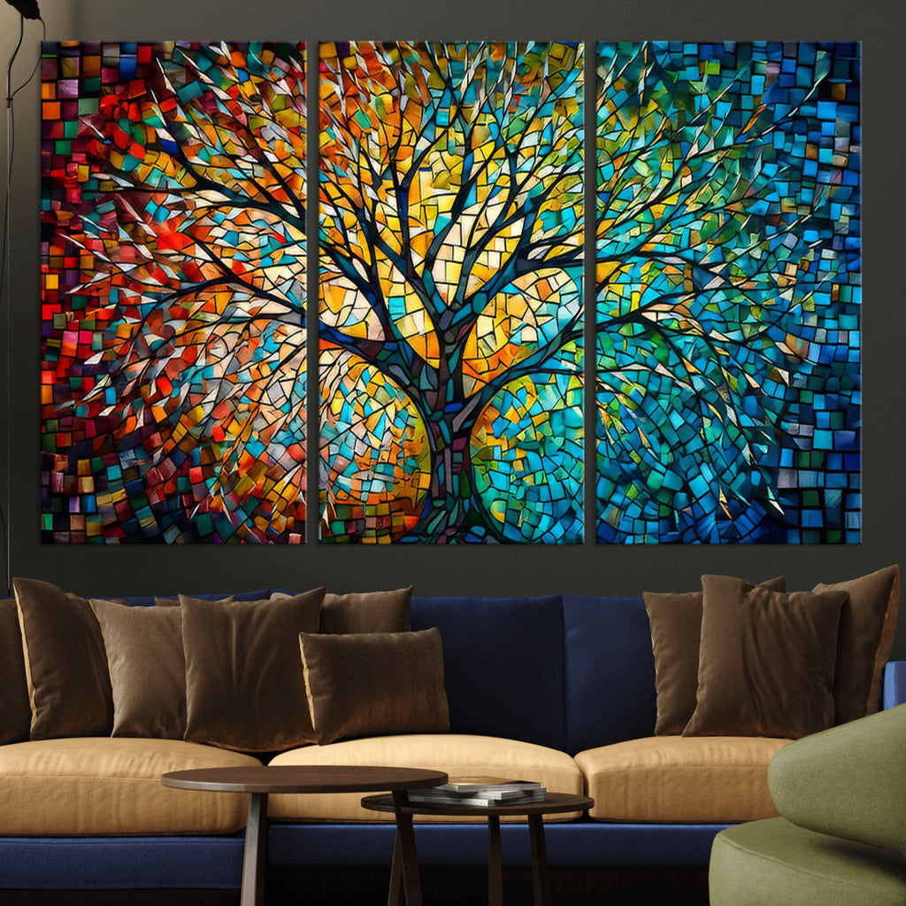 Yggdrasil Tree of Life Wall Art Print | Mosaic Style Canvas Wall Art