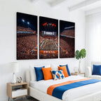 Texas Stadium Night Game Wall Art Canvas Print, Vibrant Football Fireworks Scene