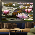 Lotus Flower Wall Art Canvas Print, Water Lily Large Wall Art for Yoga Room Decor