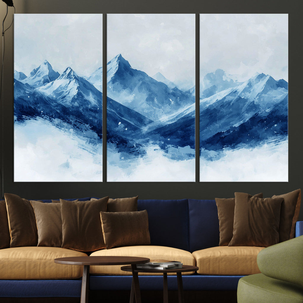 Blue Mountains Wall Art | Framed Snowy Range Canvas Artwork