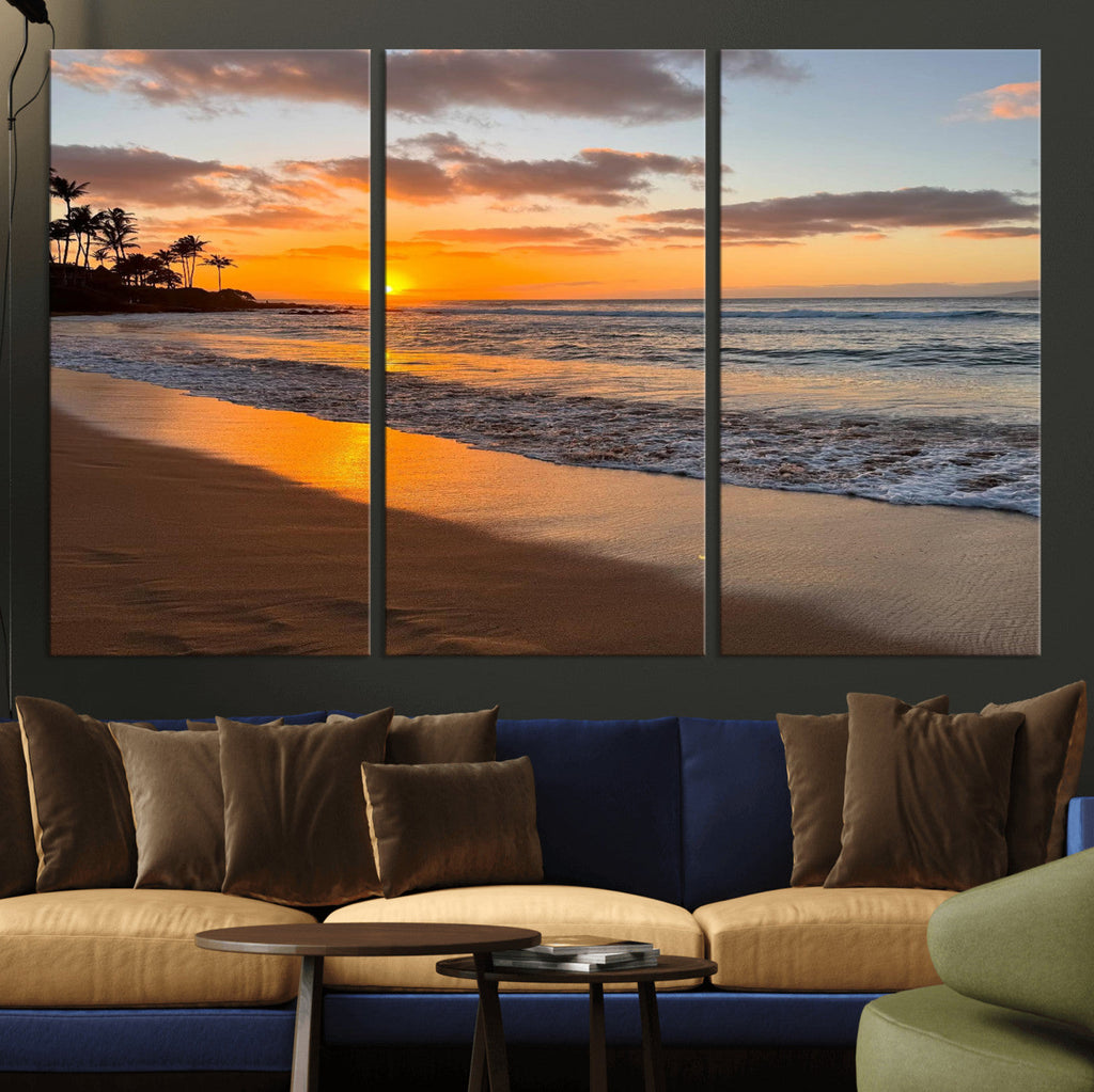 Sunset Wall Art Print - Stunning Beach Sunset Canvas Artwork