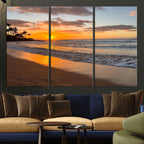 Tropical Beach Wall Art | Framed Sunset Ocean Canvas