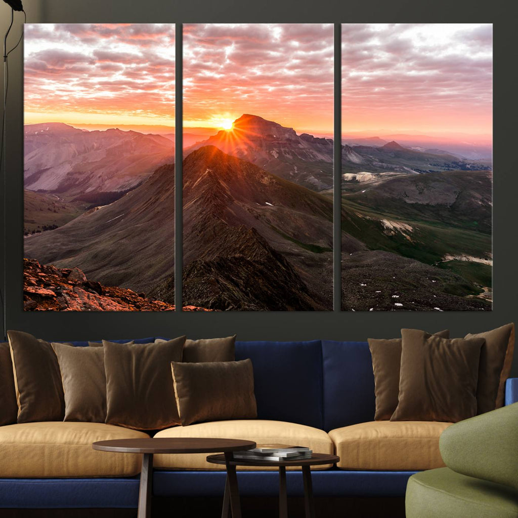 Mountain Sunrise Wall Art Canvas Print | Alpine Ridge Morning Light