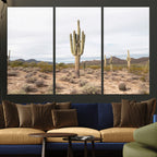 Saguaro Cactus Wall Art | Framed Desert Canvas Artwork