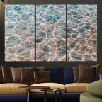 Clear Water Wall Art Canvas Print | Framed Sunlit Ocean Ripples