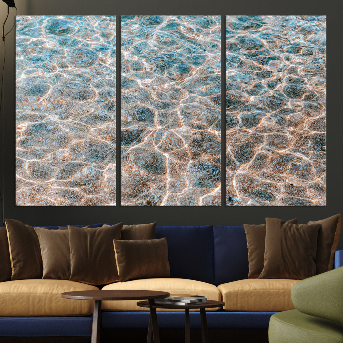 Clear Water Wall Art Canvas Print | Framed Sunlit Ocean Ripples