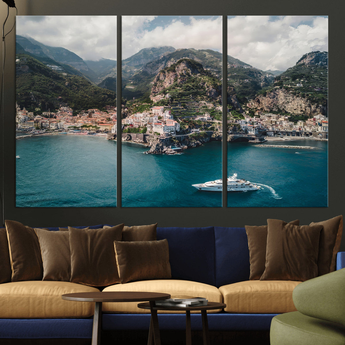 Amalfi Coast Wall Art | Framed Italian Seaside Canvas