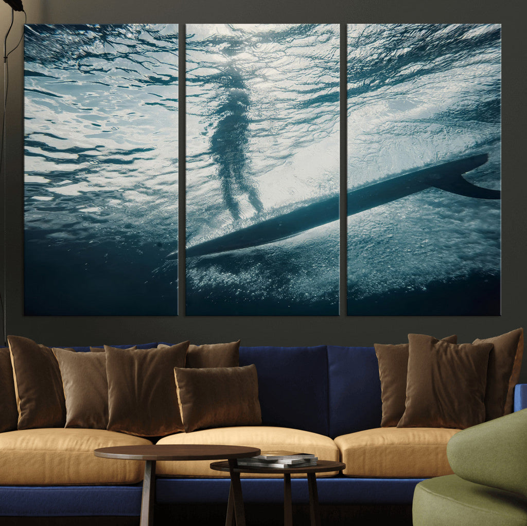 Underwater Surf Wall Art | Framed Ocean Wave Canvas Artwork