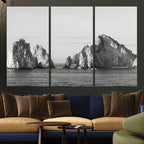 Coastal Wall Art | Framed Black White Ocean Canvas Artwork