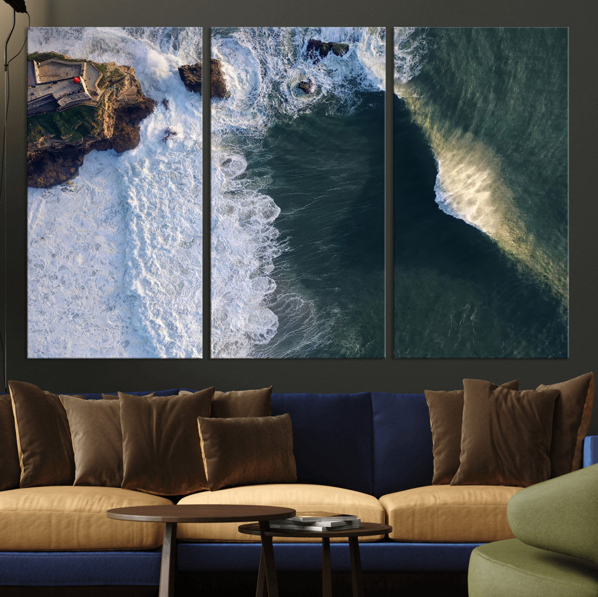 Ocean Wave Wall Art | Aerial Coastal View Canvas Artwork