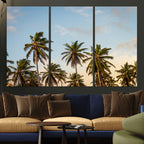 Palms Wall Art Canvas Print, Framed Tropical Coastal Nature Scene