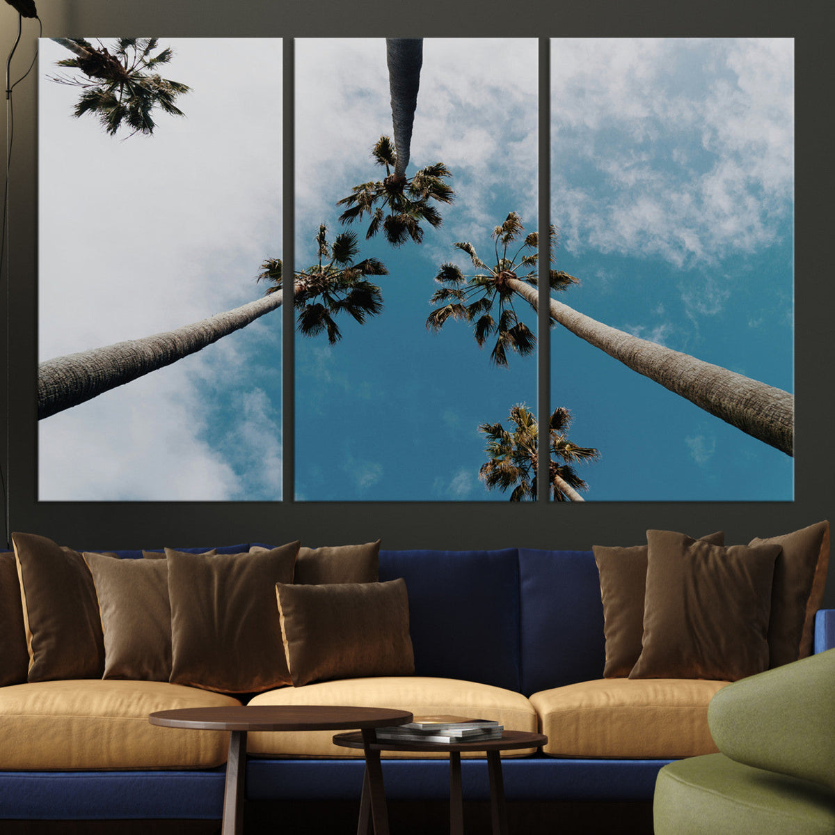 Tropical Palm Trees Wall Art Canvas Print, Framed California Sky Minimalist Nature