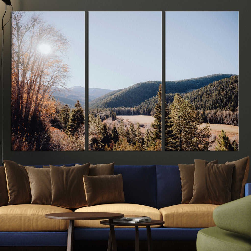 Rustic Landscape Wall Art Canvas Print, Serene Valley Scene