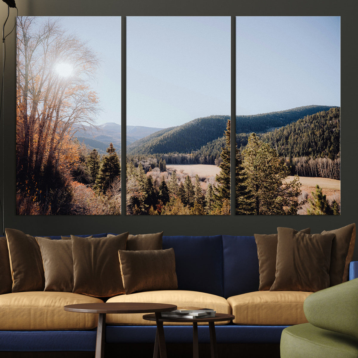 Rustic Landscape Wall Art Canvas Print, Serene Valley Scene