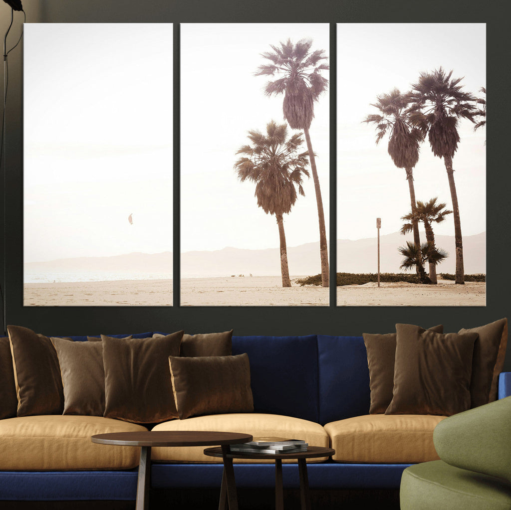 Coastal Light Wall Art Canvas Print, Framed Relaxing Shoreline Art, Minimalist Ocean Tropical Decor