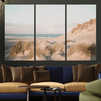 Beach Landscape Wall Art Canvas Print, Framed Sand Dune Photography, Minimalist Seascape Coastal Decor